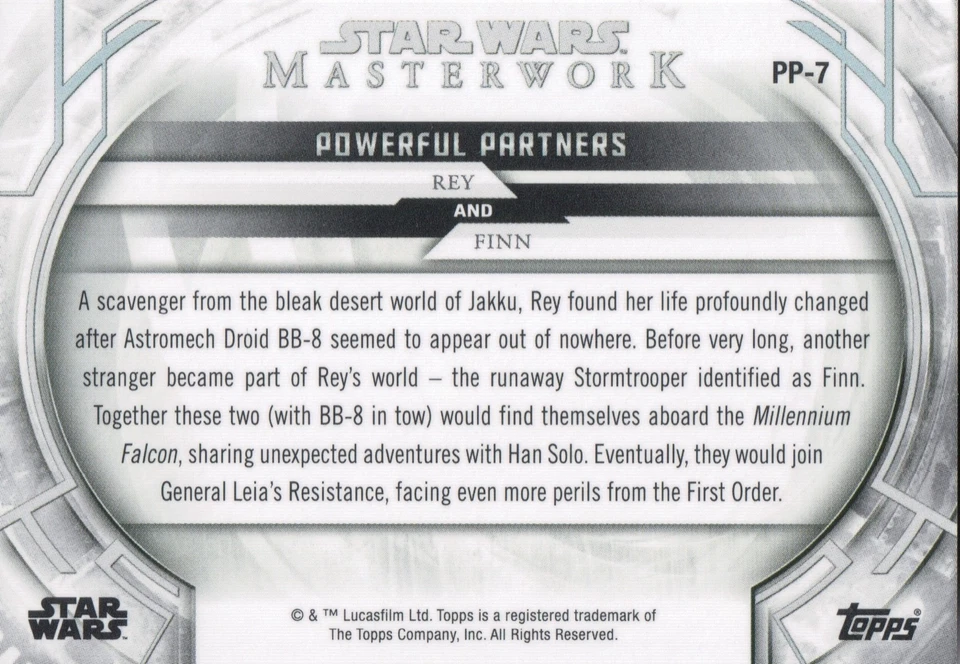 Star Wars Masterworks 2018, Rey and Finn PP-7 Powerful Partners Card #055/299 - Image 2 of 2