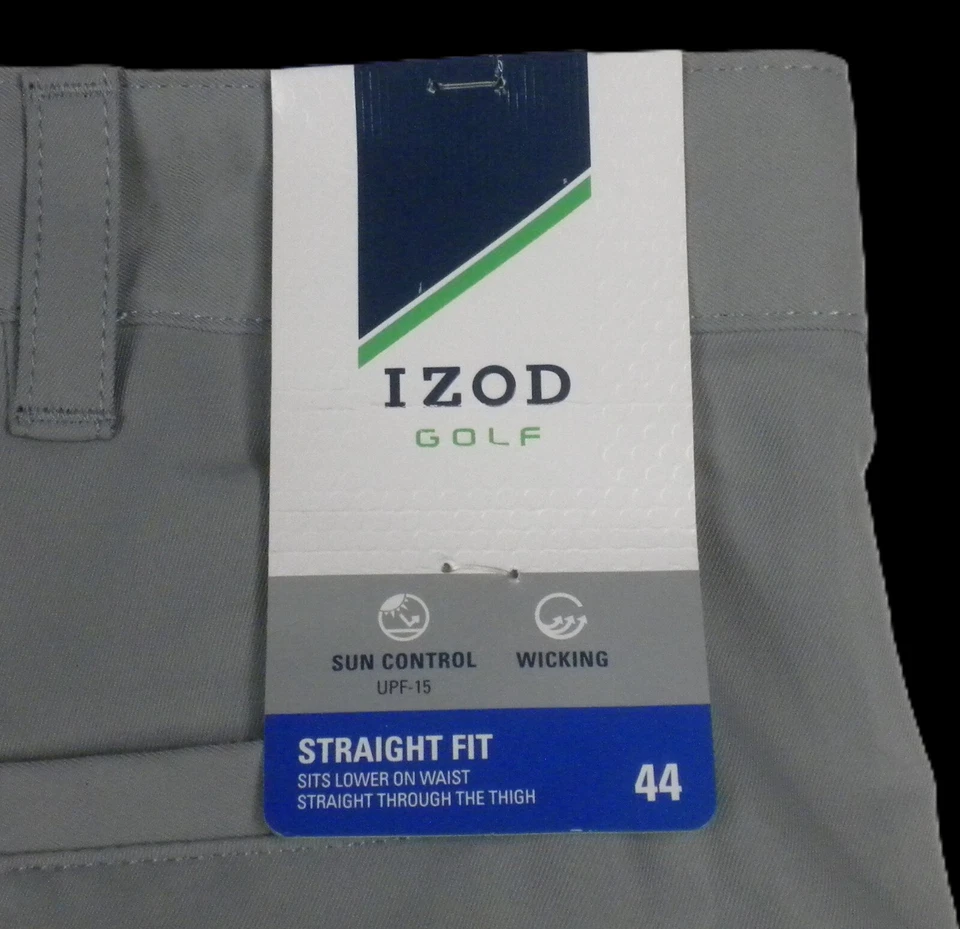 NUEVO CON ETIQUETAS ~ IZOD Golf Hombre Plateado Níquel Pantalones Cortos Talla 44 Foto 2 de 4