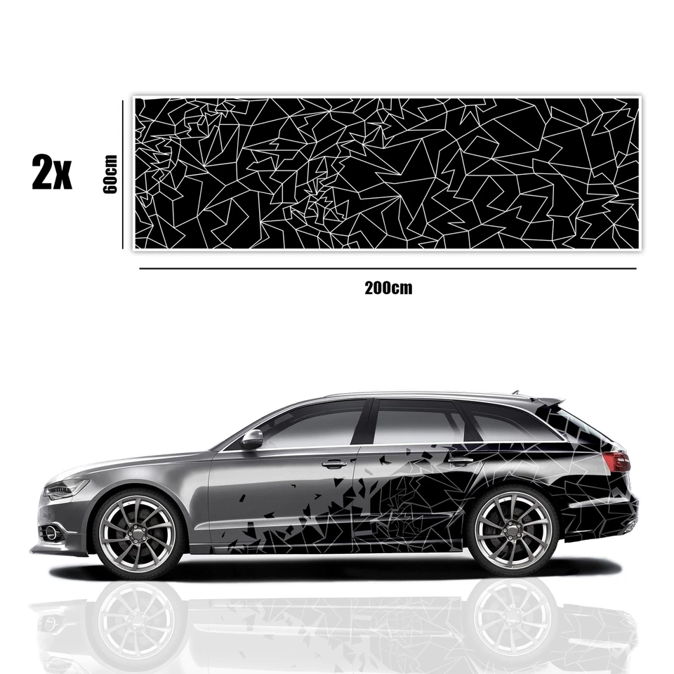 2er Set Auto Aufkleber Mosaik Broken Glass 200x60cm Scherben Dekor KX074 - Bild 3 von 4