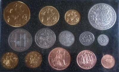 Retro Edward VIII 1937 Pattern Long Set of 14 Coins, Five Pounds to Farthing, in