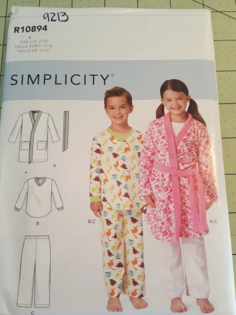Simplicity Pattern 9213 aka R10894 Girls Boys Unisex Pajamas Robe