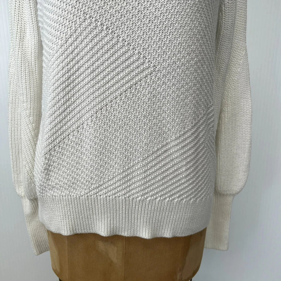 Suéter Casa Blanca Mercado Negro Mujer Pequeño WHBM Tejido Acanalado Tortuga Jersey Núcleo No Foto 3 de 4