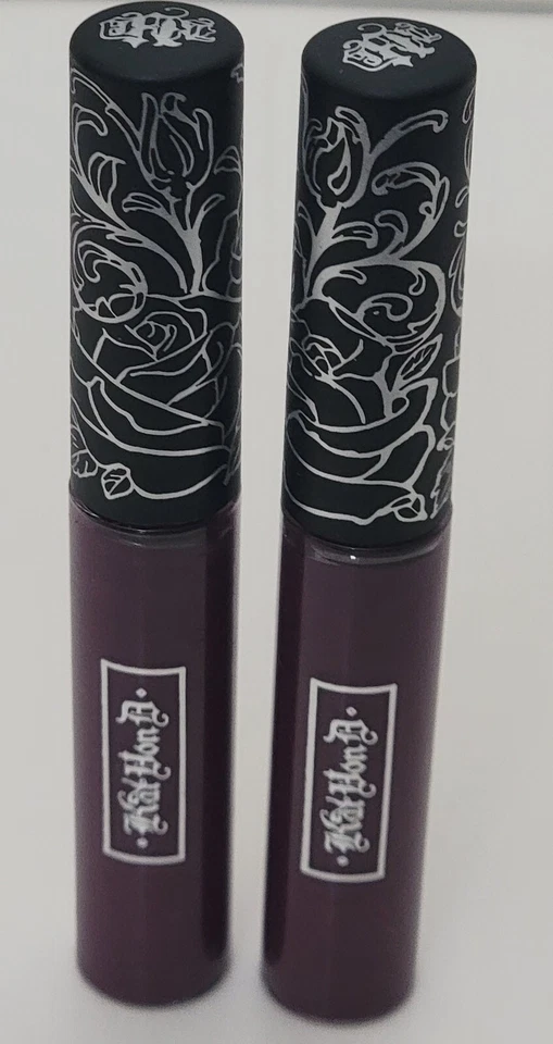 2 pk KAT VON D Everlasting Liquid Lipstick 0.1 oz SINNER Mini Plum Purple Matte - Image 2 of 4