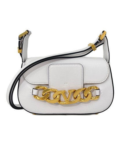 Valentino Garavani V Chain Shoulder Bag Leather White Women Used Authentic