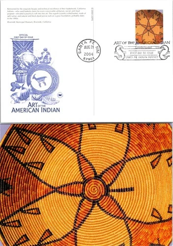 S08-0324, AMERICAN INDIAN ART, LUISENO BASKET, PCSPOSTAL CARD FDC