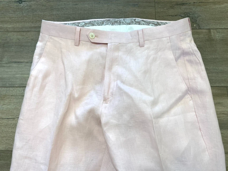 Pantalones ligeros informales Lauren Ralph Lauren para hombre 31X32 rosa 100 % lino Foto 2 de 4