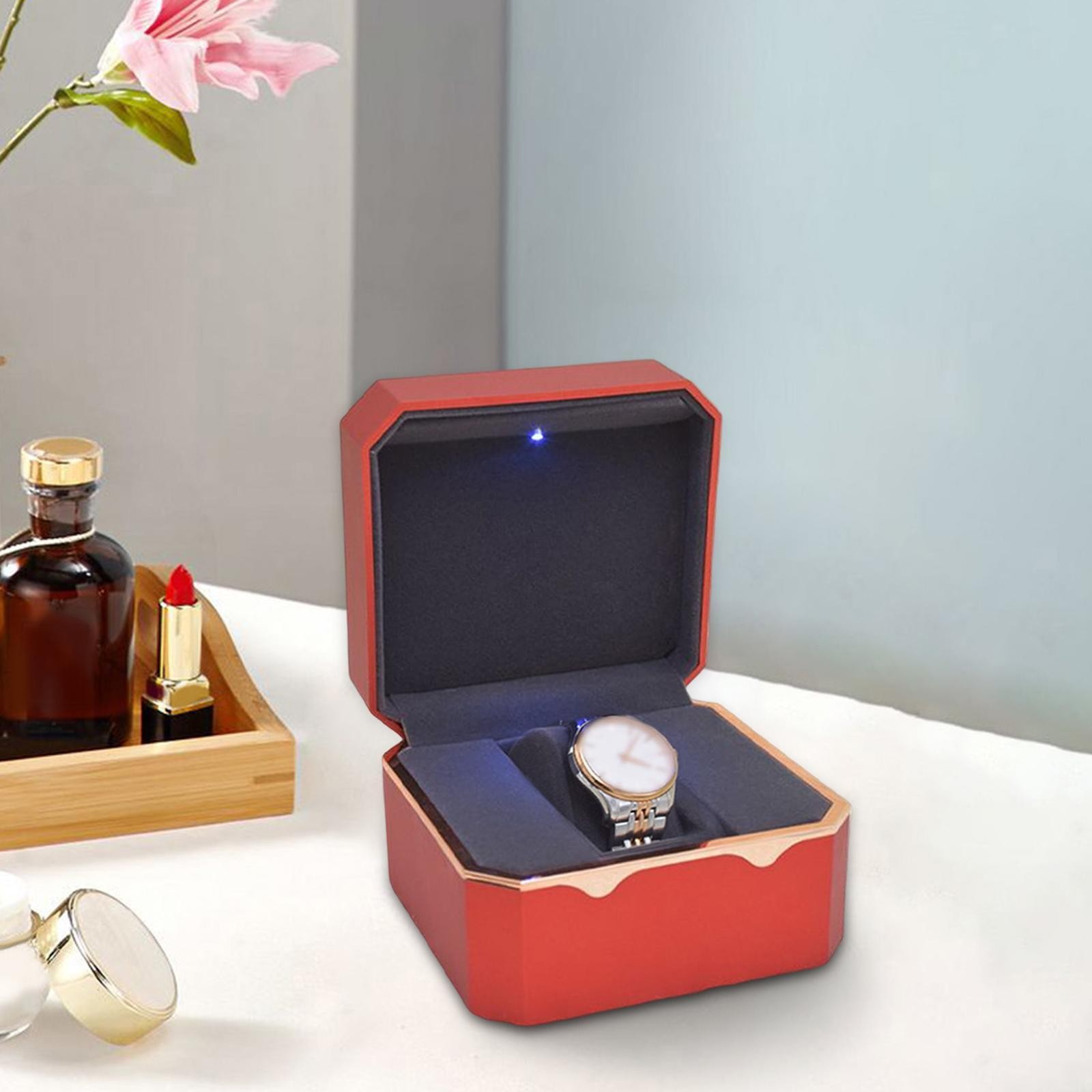 Light Watch Case Antidust Display Storage Holder Luxury Jewelry Gift Box aa