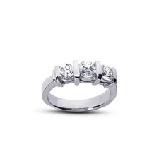 0.99ct F SI1 Round Natural Certified Diamonds 14kw Gold Classic Three-Stone Ring