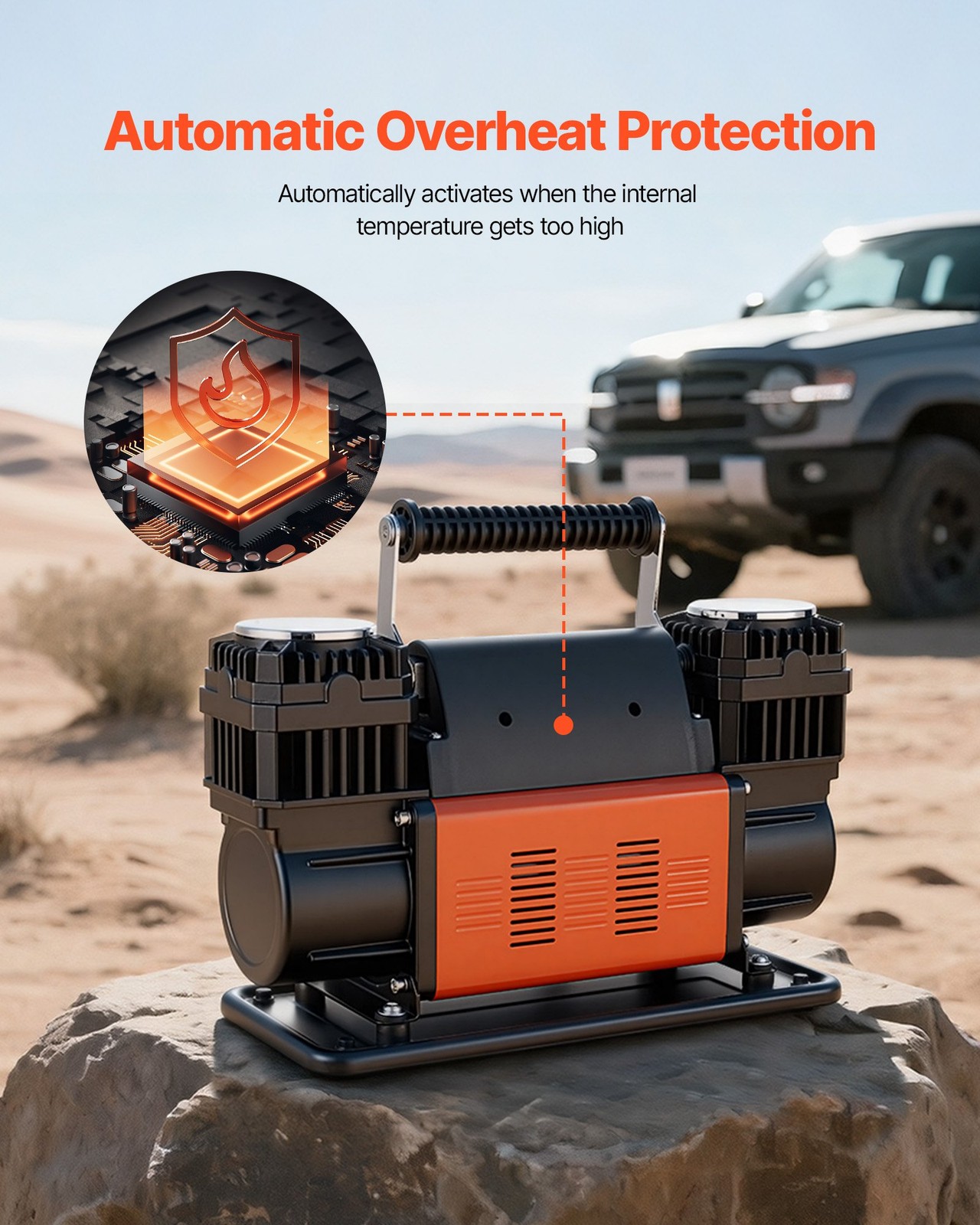 VEVOR Dual-Cylinder Heavy Duty Air Compressor, 10.6CFM Portable Tire Inflator, 1