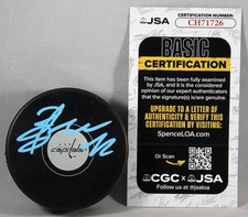 ANTHONY BEAUVILLIER SIGNED WASHINGTON CAPITALS PUCK NHL AUTOGRAPHED +JSA COA