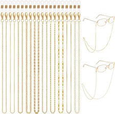10 Pieces Gold Eyeglasses Chain Beaded for Women Men Sunglasses Strap Holder Cha