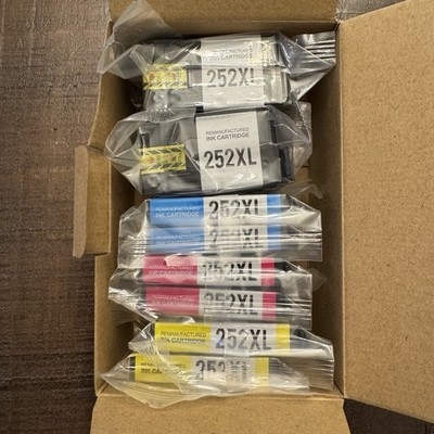 252XL Ink Cartridges (8 Pack) Replacement for Epson WF-3620 WF-3640 WF-6710/20
