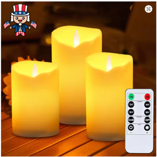 3 PCS LED Flameless Candles Wax Pillar Candle Remote Control Timer - Picture 1 of 7