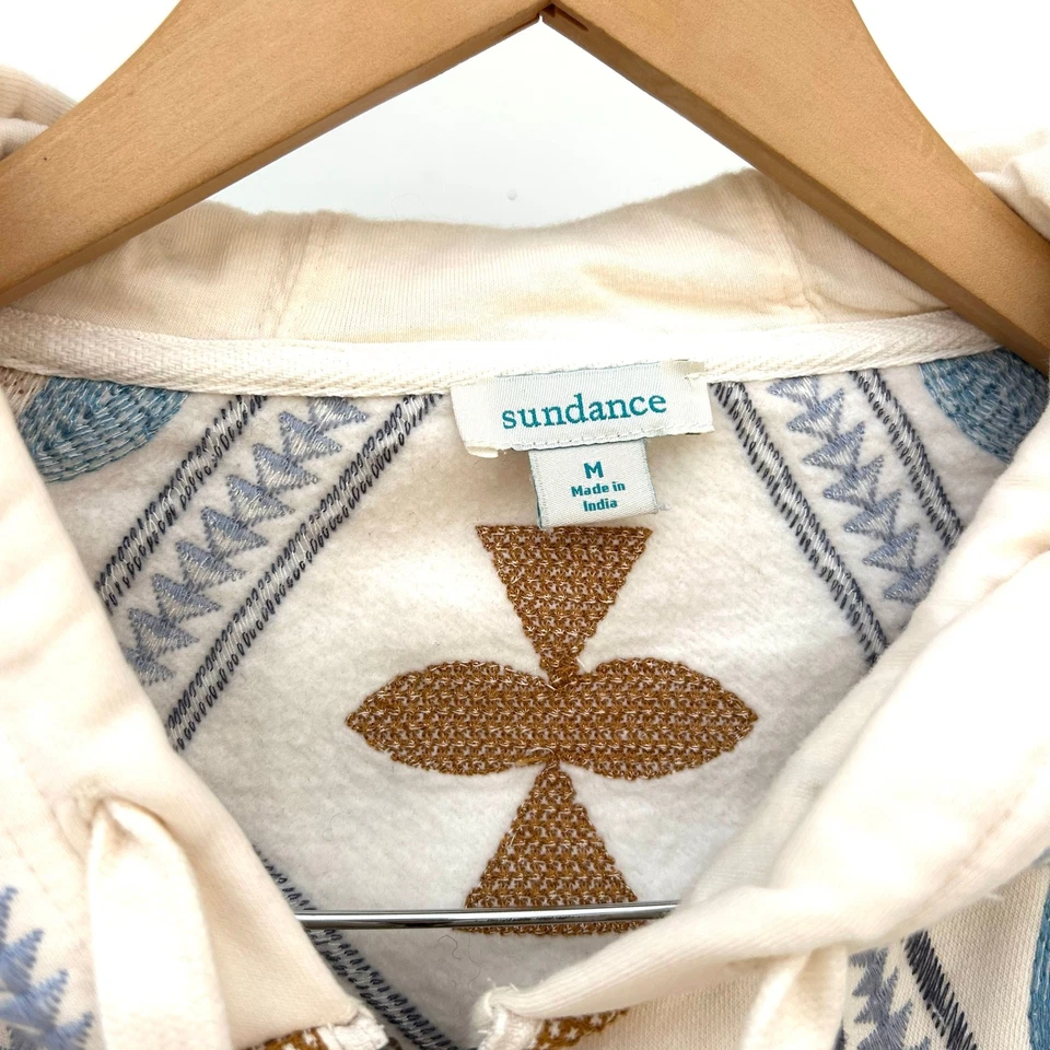 Sudadera con Capucha de Algodón Bordada Sundance Crema Suroeste Mediana Foto 4 de 4