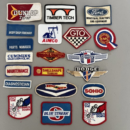 Vintage LOT of 20 Gas Oil Uniform Jacket Patches Sohio Dodge Chevy GTO Ford Shel