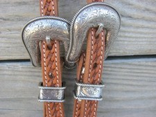 West 74 Light Oil Leather 5/8" One Ear Antique Nickel Rope Buckles Headstall