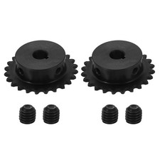 2Pcs 25 Chain Roller Sprocket 10mm Bore, 24 Tooth with 3x1.4mm Keyway, Black