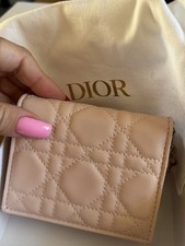 Dior Pink Quilted Fold Wallet for Women, Multiple Compartments, Coin Pocket