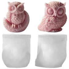 Owl Silicone Molds for Candle Making, 2 Pcs Quality Crafting, White