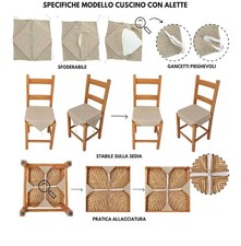 PHUSTJKL Set di 2 Cuscini per Sedie da Cucina Antiscivolo, con Laccetti