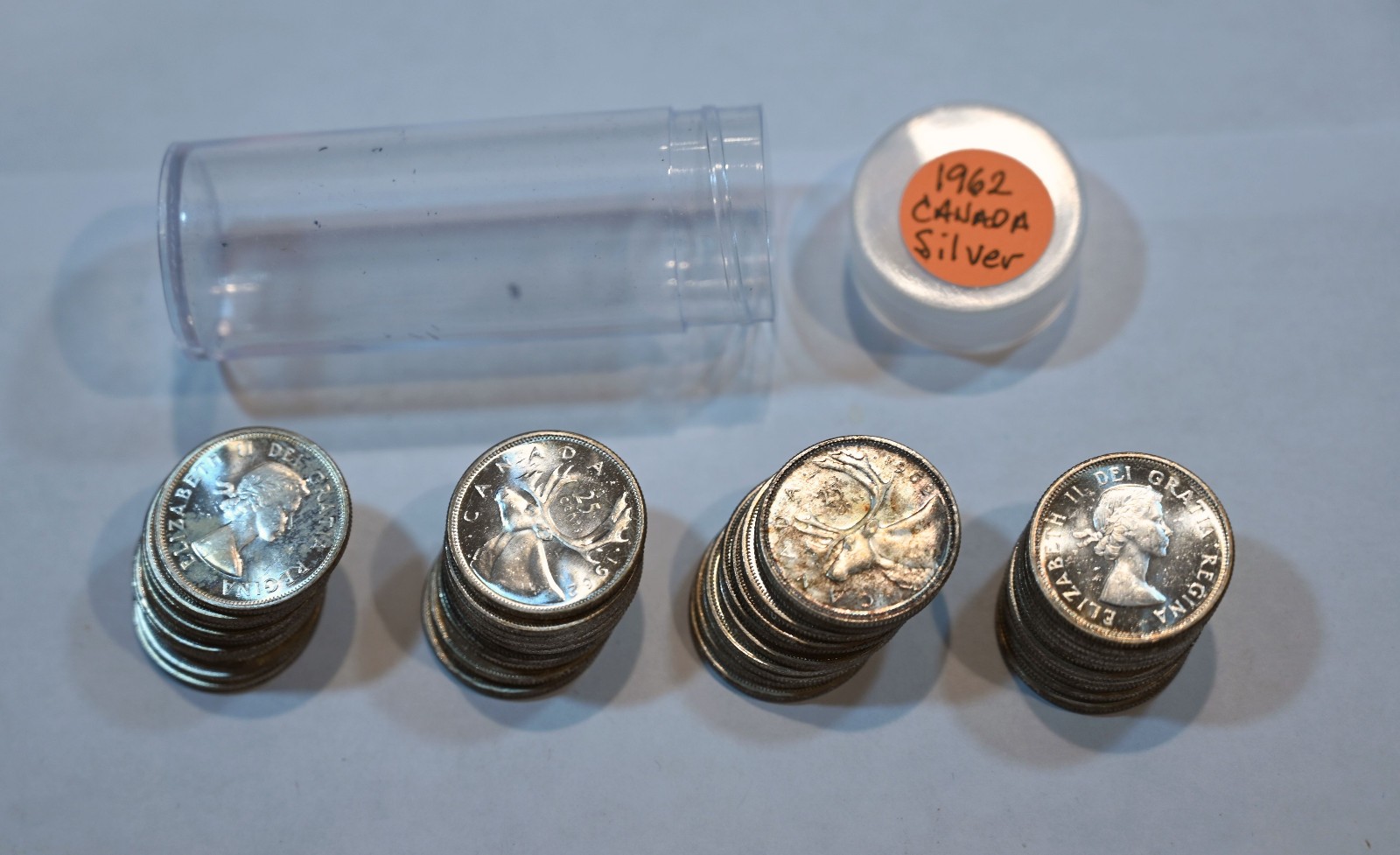 1962 Uncirculated  Canada 80% Silver Coins - $10 Face Value Roll - Quarters