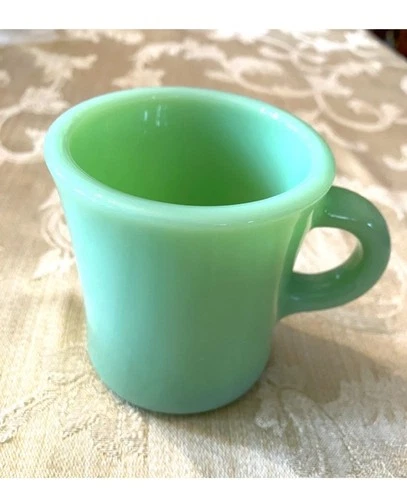 Vintage Fire King Jadeite Green “OVEN  WARE” C Handle Coffee Mug