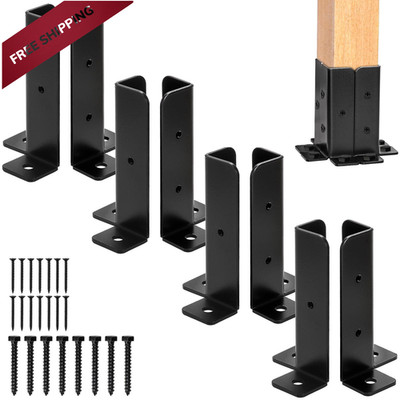 Yesland 8 Pcs Adjustable Deck Post Anchor Base Brackets Fit 1.5x1.5, black