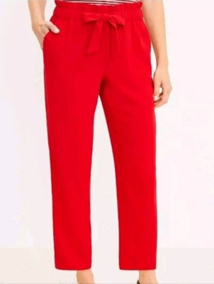 NWT Loft Marisa tie waist tapered pants in vibrant red Sz 20W
