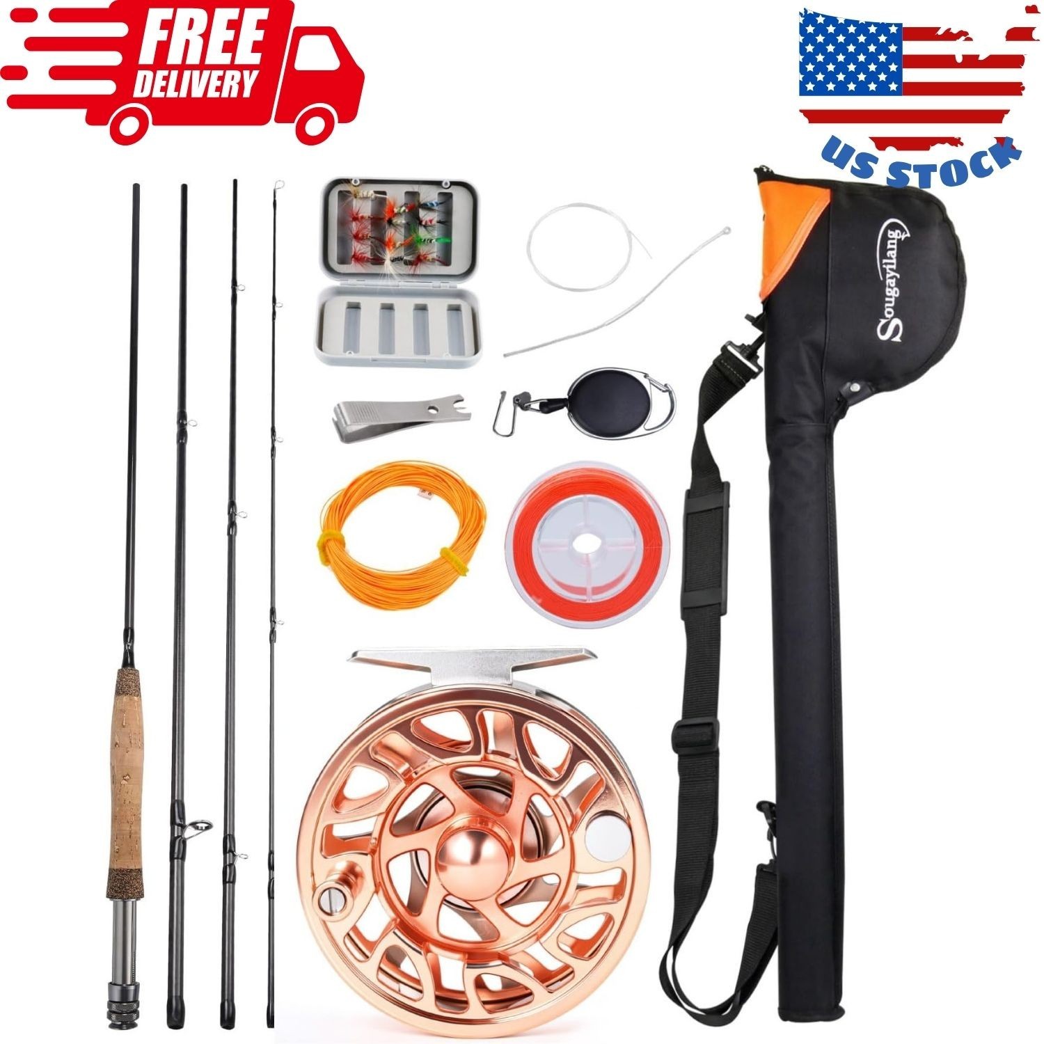 Fly Fishing Rod and Reel Combo, 5/6 Weight, Lightweight Port