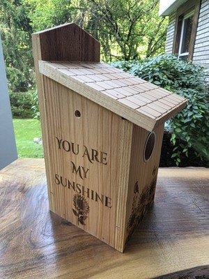 Cedar Birdhouse with Viewing Window - You Are My Sunshine, Sunflower