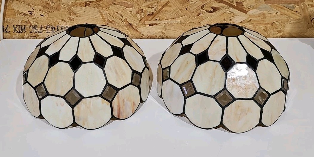 Pair Of Tiffany Style Light Shades Ceiling Light Lamp Art Deco Jewelled x2 — image 2