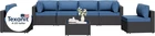 7 Pieces Outdoor Patio Sectional Sofa Couch, Wicker Furniture Patio Conversation