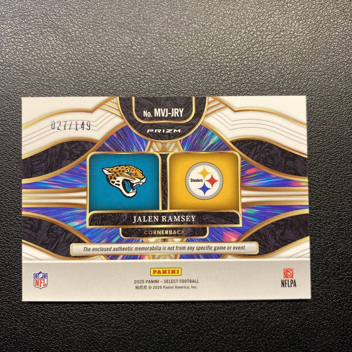 2025 Panini Select Multiverse Jalen Ramsey Dual Patch #MVJ-JRY