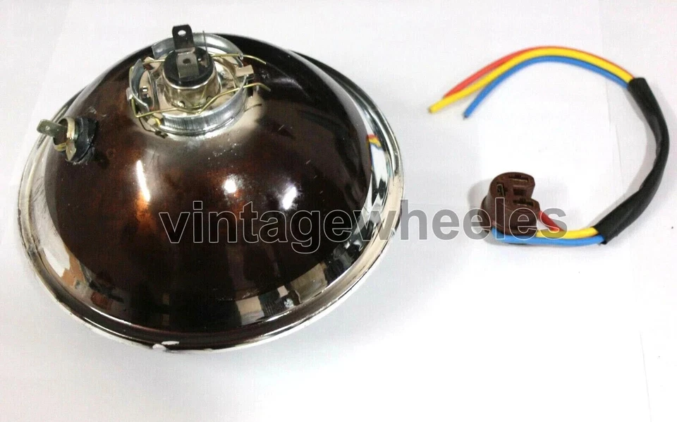 Unidad de faros de conversión de 7 pulgadas Lucas BSA A7 A10 B31 B33 bicicletas Foto 2 de 3