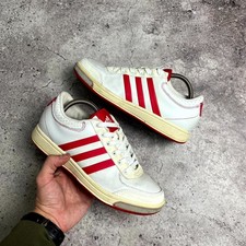 Y2K Adidas scarpe da tennis basse in pelle bianca rossa classiche taglia US 7 EU 38