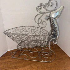 Pier One/Galvanized/Sleigh Reindeer /xmas Centerpiece/mint 14x 17”