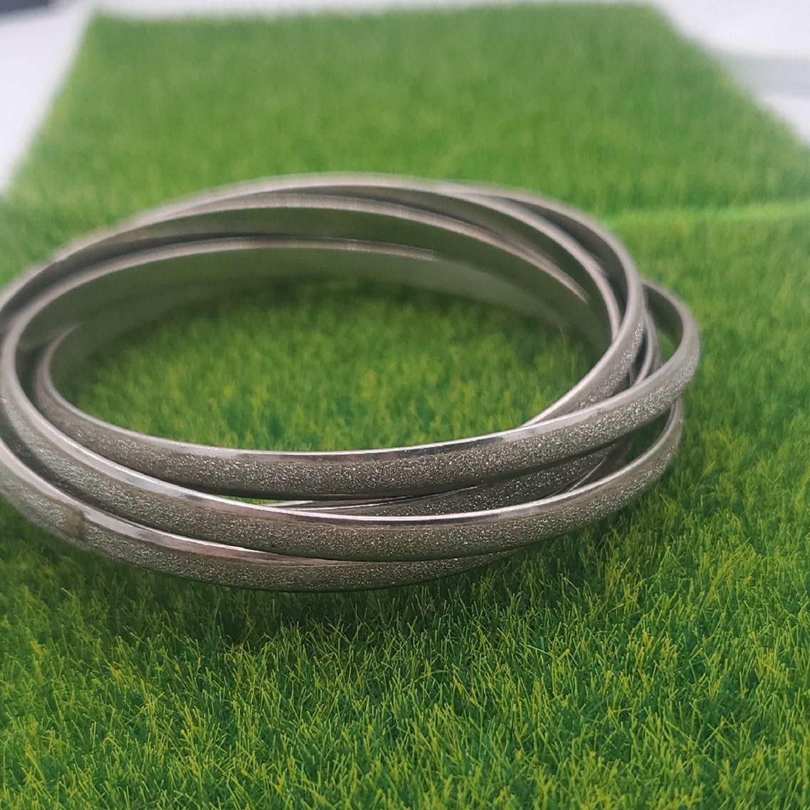 Silver Tone Sparkle Glitter Bangle Stack Bracelet… - image 1