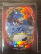 Timothy Liljegren 2020-21 UD Stature Rookie Patch Auto /9 Maple Leafs RPA
