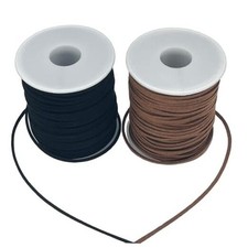 Leather String, 2 Rolls Faux Leather Cord, Flat Suede Leather Lace Black+Brown