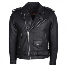 Men s Genuine Leather Motorcycle Biker Jacket...