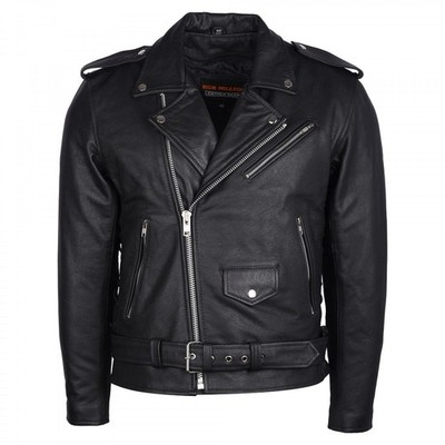 Men s Genuine Leather Motorcycle Biker Jacket Eagle Back Belted Black USA