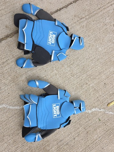 Bud Light Armor Beer Bottle Coolers Set Novelty Blue Collectible Breweriana x 2