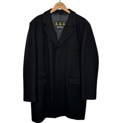 Barbour Covert Fly Wool Overcoat Black 50 40 M Long Coat Tailored Slim Rare