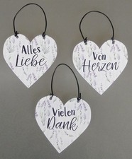 Herz Schild, Metallherz, Alles Liebe,  Von Herzen, Vielen Dank