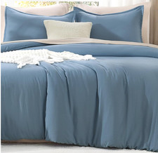 Litanika Comforters Queen Size Set Grayish Blue, 3 Pieces Lightweight Solid Bedd