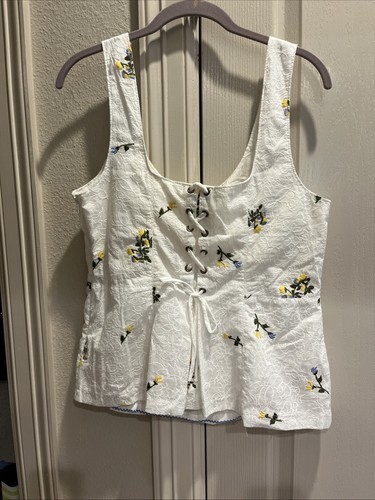 NEW Anthropologie Women's White Top Floral Embroidered Blouse SZ 14 New W/Tag - Bild 4 von 6