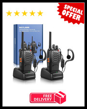 2 Pack Set Long Range Walkie Talkie Two Way Radio W Battery Charger  Earpieces