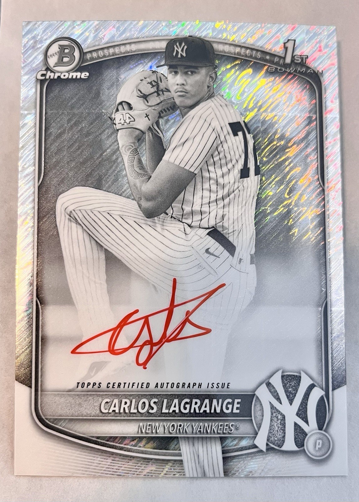 2025 Bowman Chrome Carlos Lagrange Black and White Shimmer Auto 1st #CPA-CL SSP