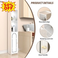 Tall Bathroom Cupboard White Storage Cabinet Slim Narrow Drawers Door Tower Unit