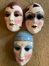 Vintage Porcelain Painted Mardi Gras Mask Wall Decor Carnival Masquerade  READ  